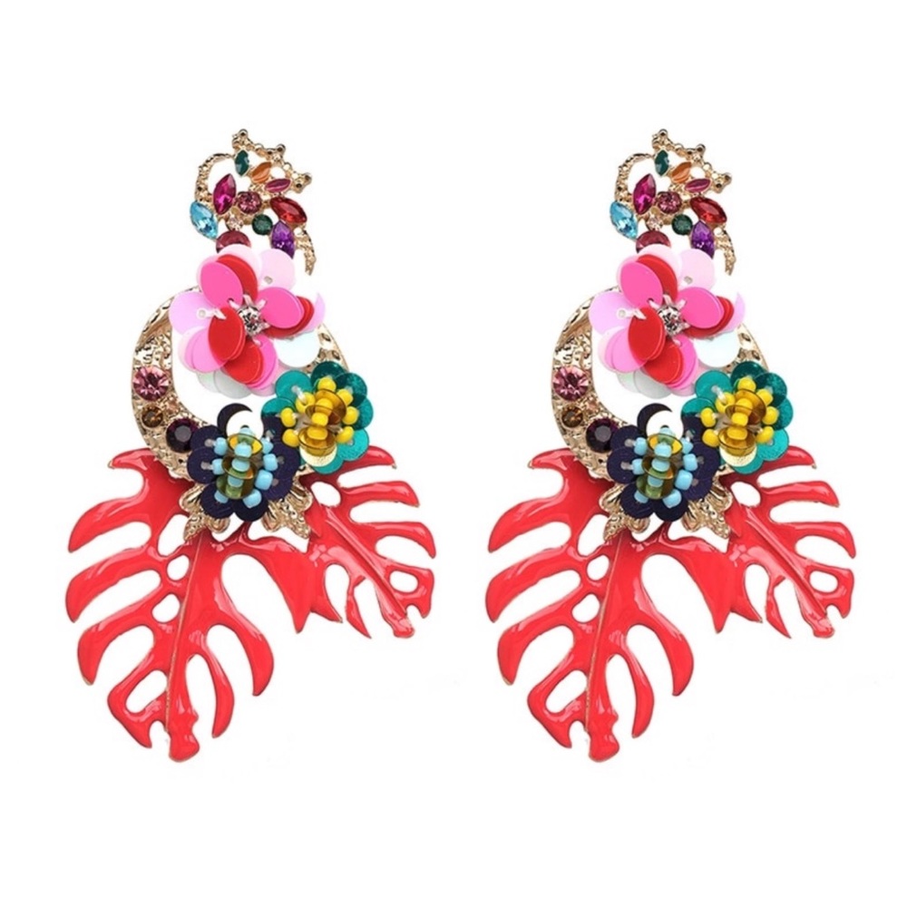 Colorful Bold Color Statement Earrings - Picture 6 of 8